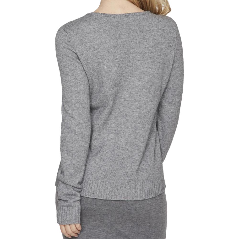 Pull Col V Gris Clair Femme Vila 69 vue 2