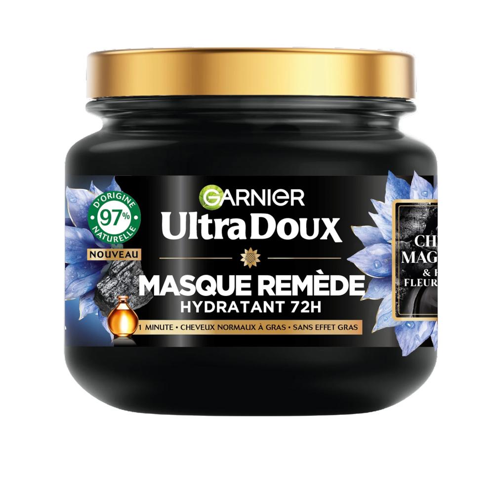 Masque Remède Hydratant Charbon Magnétique Huile de Fleur de Nigelle Gras GARNIER Ultra Doux 340ML pas cher