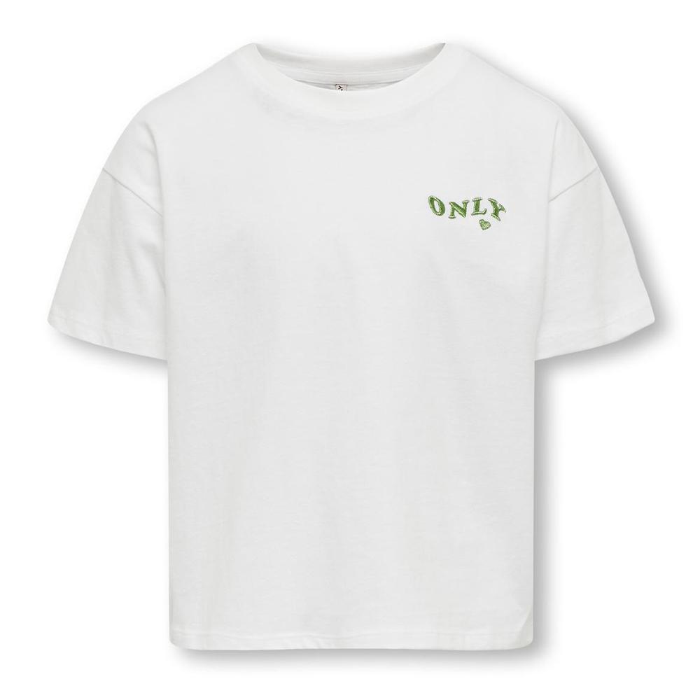 T-shirt Blanc/Vert Fille Only Kogmaiken pas cher