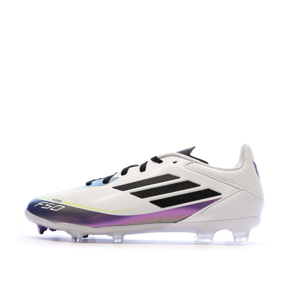 Chaussures de football Blanc/Noir/Violet Garçon Adidas F50 League Messi pas cher