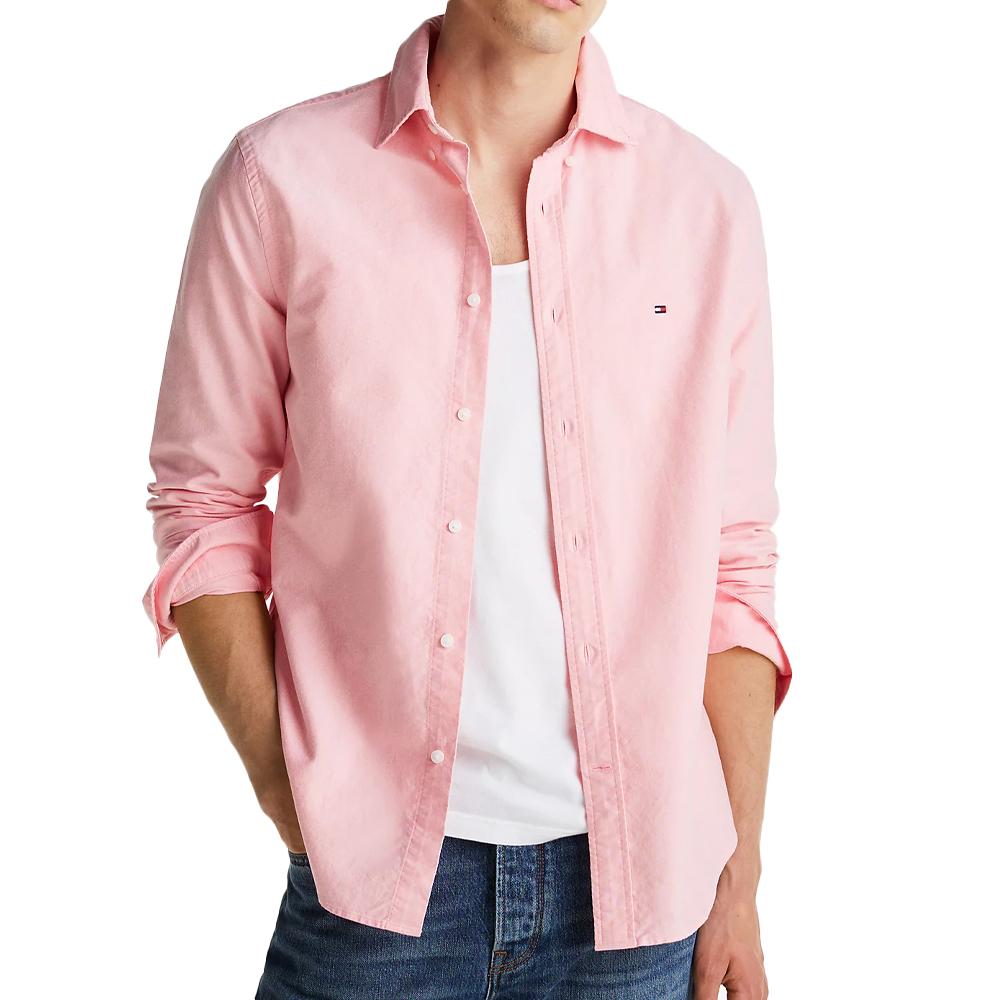 Chemise Rose Homme Tommy Jeans Slim Stretch Oxford pas cher