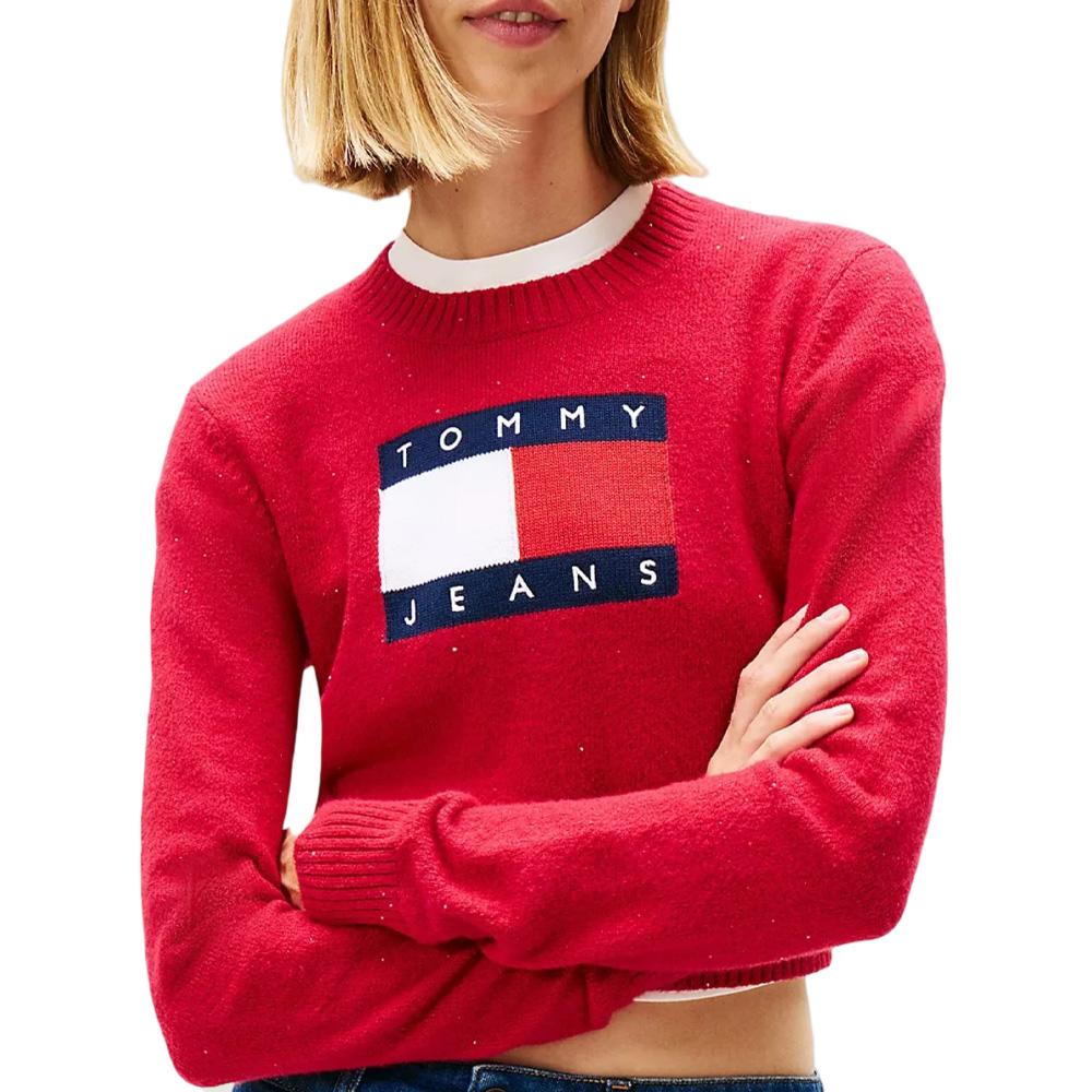 Pull Rouge Femme Tommy Hilfiger Tjw Sparkle Flag pas cher