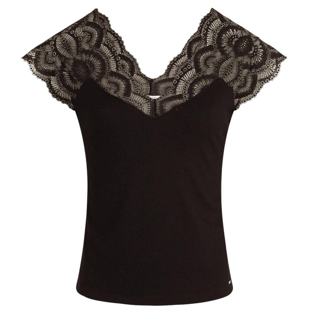 T-Shirt Noir Femme Morgan Dentelle vue 2
