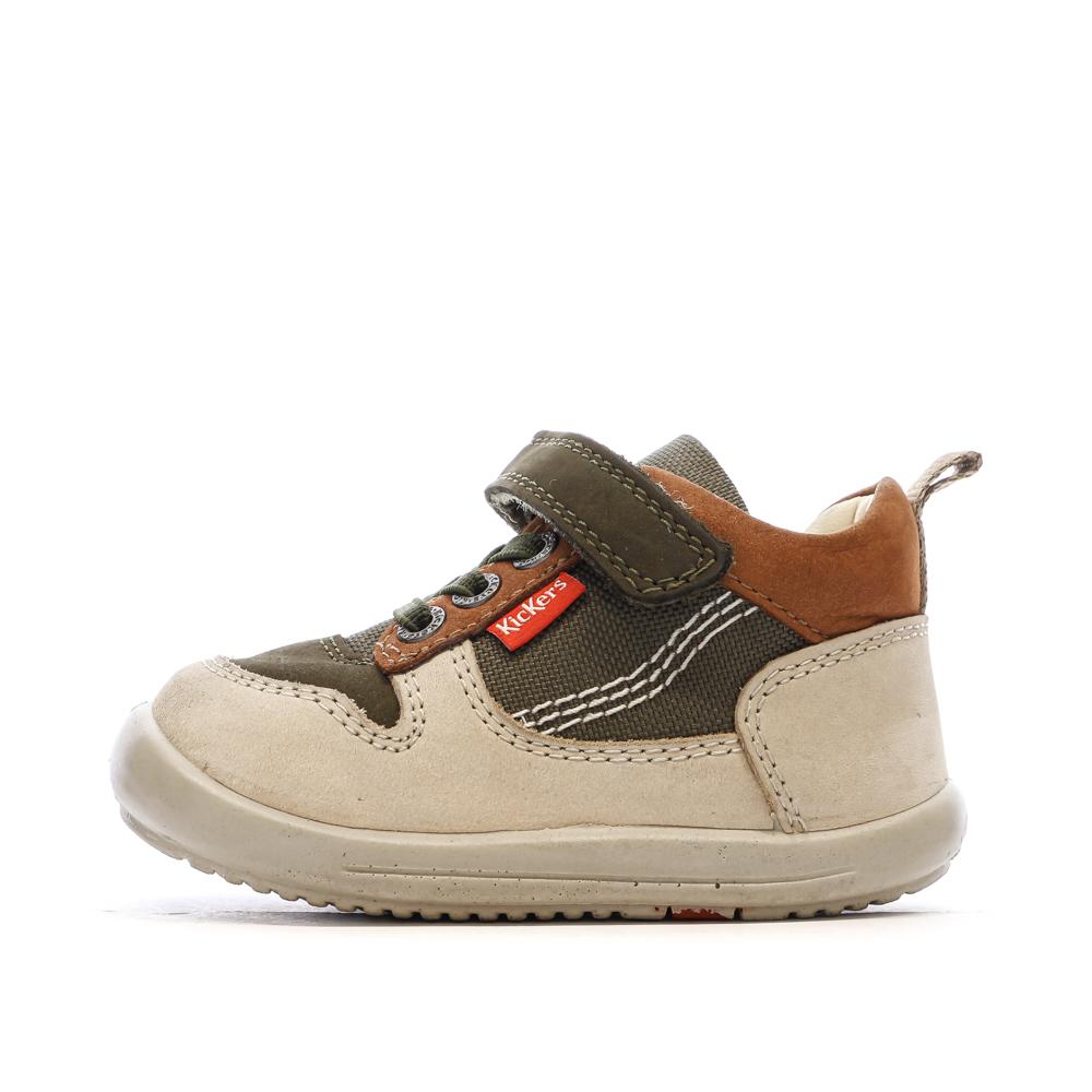Baskets Hautes Beige/Camel Garçon Kickers Bottillon pas cher