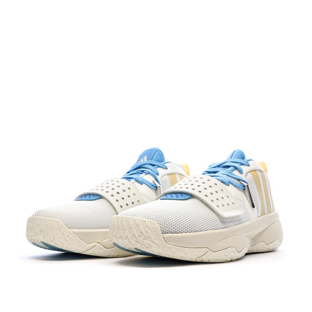 Chaussures de basketball Blanches/Jaune/Bleu Homme Adidas Dame 8 vue 6