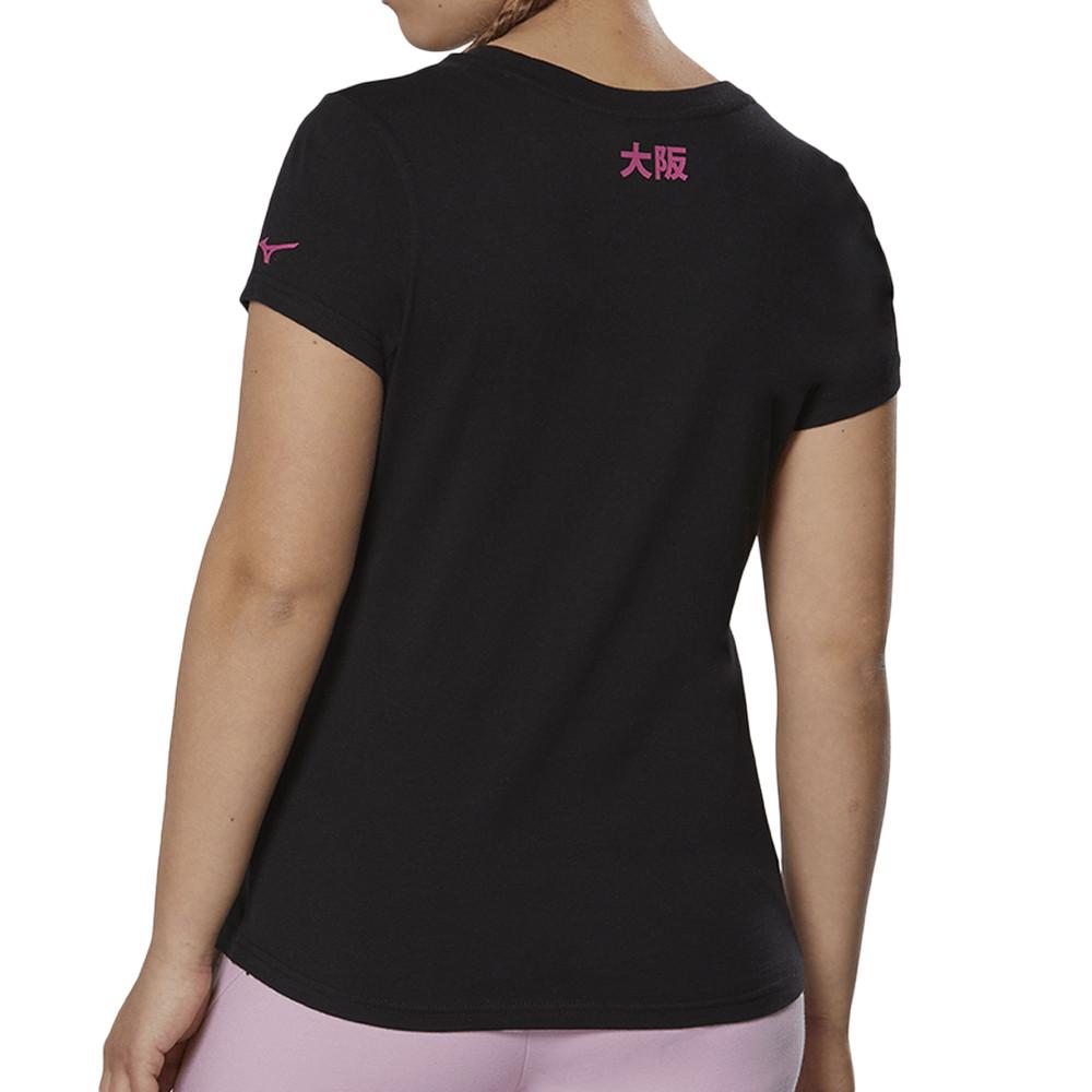 T-shirt Noir Femme technique Mizuno Athletic vue 2