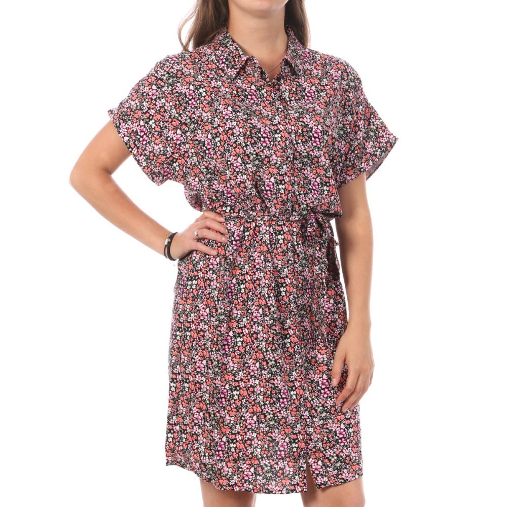 Robe Chemise Rose/Noir Femme Vero Moda Easy pas cher