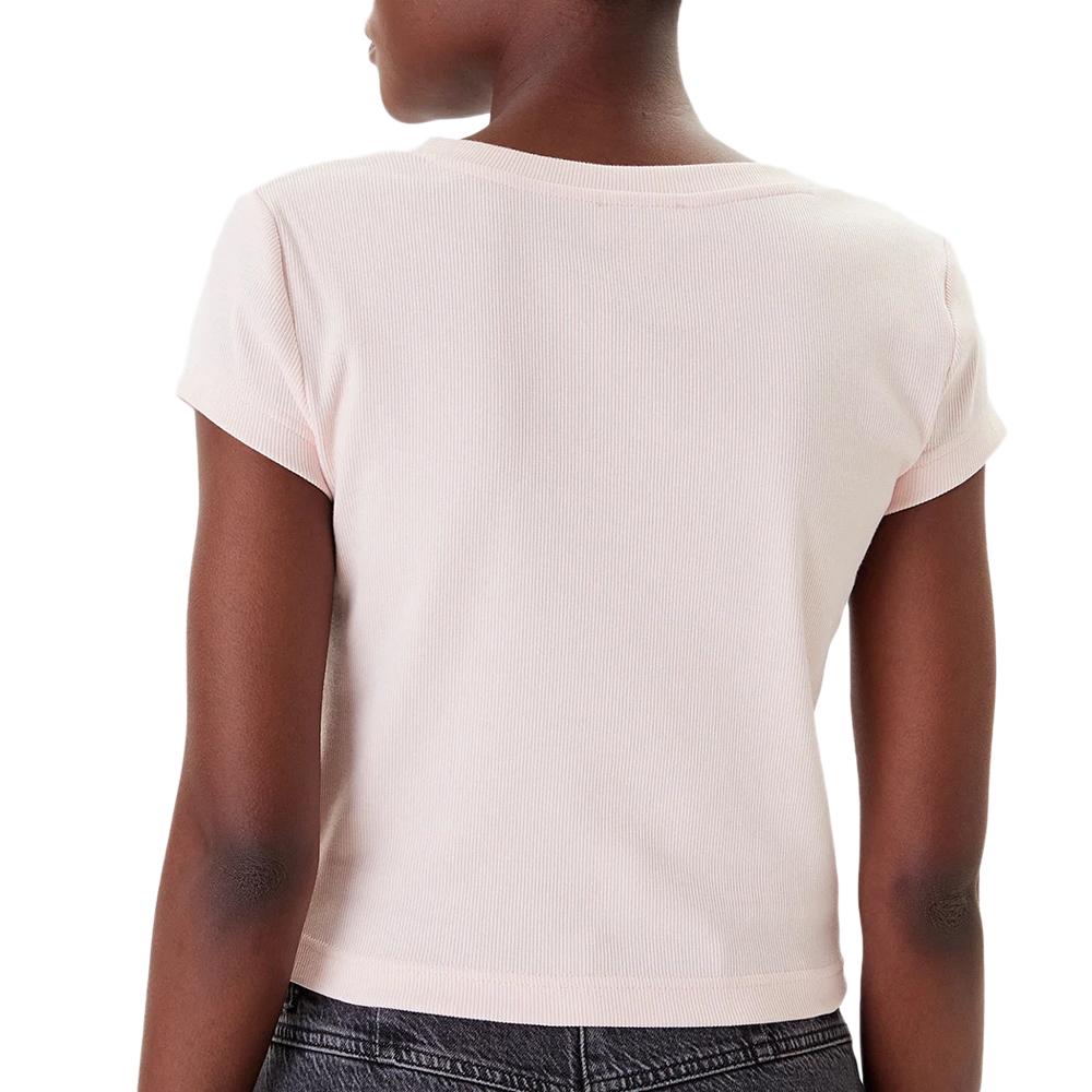 T-Shirt Rose Femme Calvin Klein Jeans Label Ri-cloud vue 2