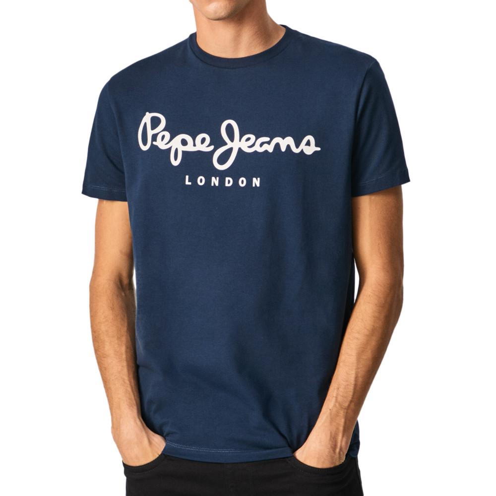 T-shirt Marine Homme Pepe Jeans Original Stretch N pas cher