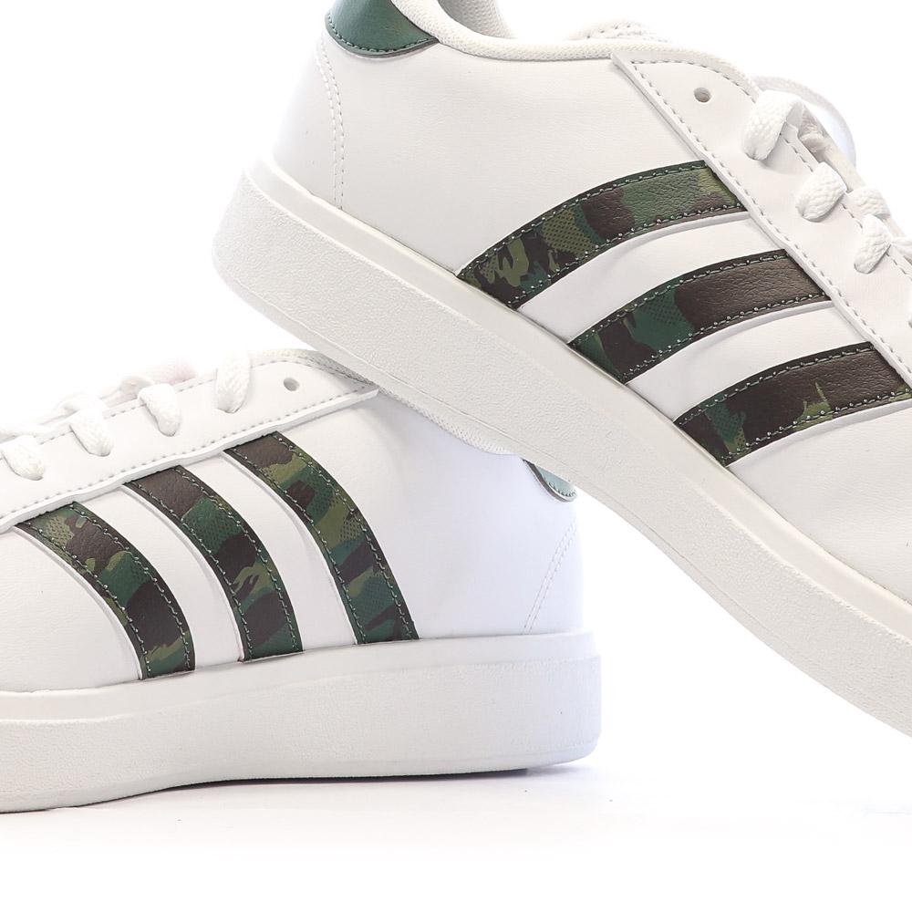 Baskets Blanches/Kaki Homme Adidas Grand Court Base 2.0 vue 7