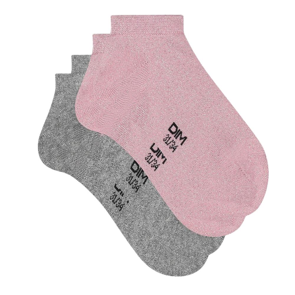 Chaussettes Grises/Roses Fille Dim Fantaisie pas cher