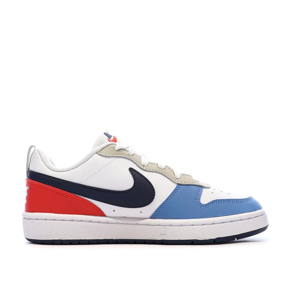 Baskets Blanches/Noires/Bleu Garçon Nike Court Borough vue 2