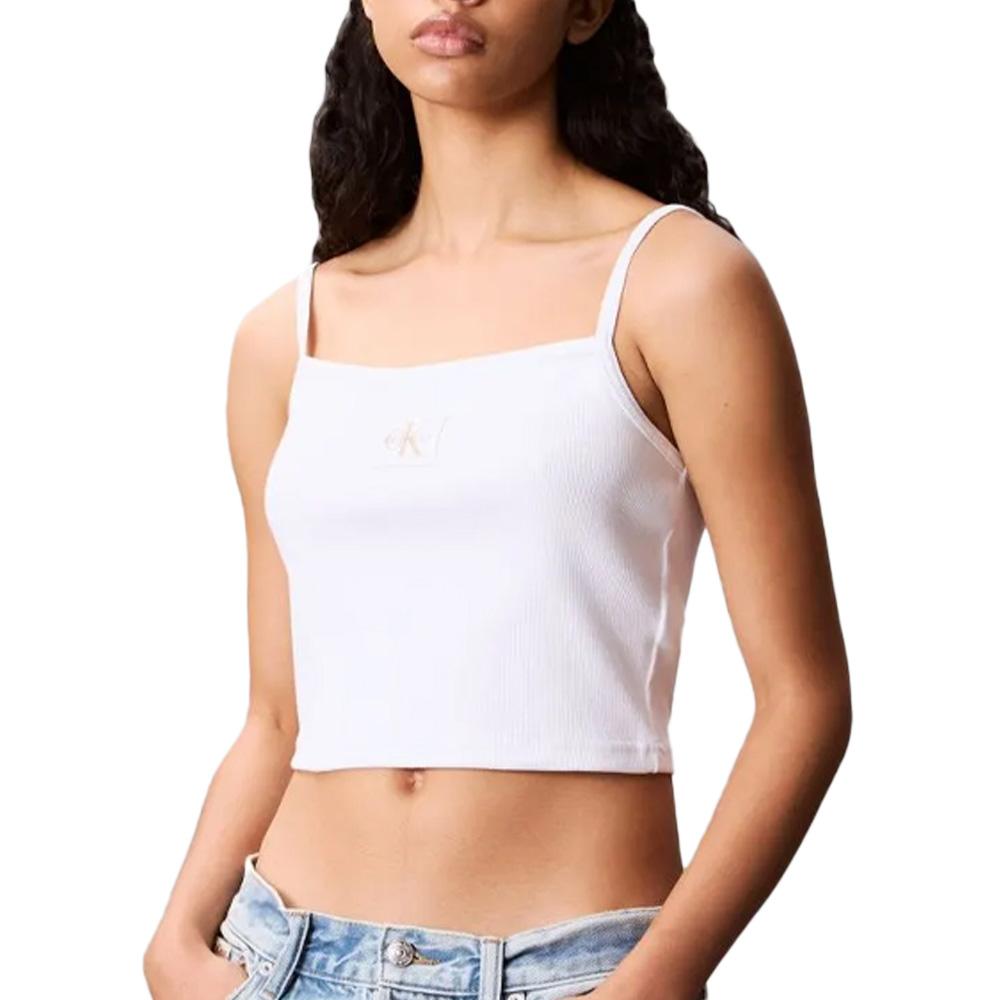 Débardeur Blanc Femme Calvin Klein Jeans A- Woven pas cher