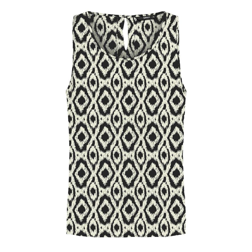 T-Shirt Sans Manches Noir/Beige à Motifs Femme Only Nova Life pas cher