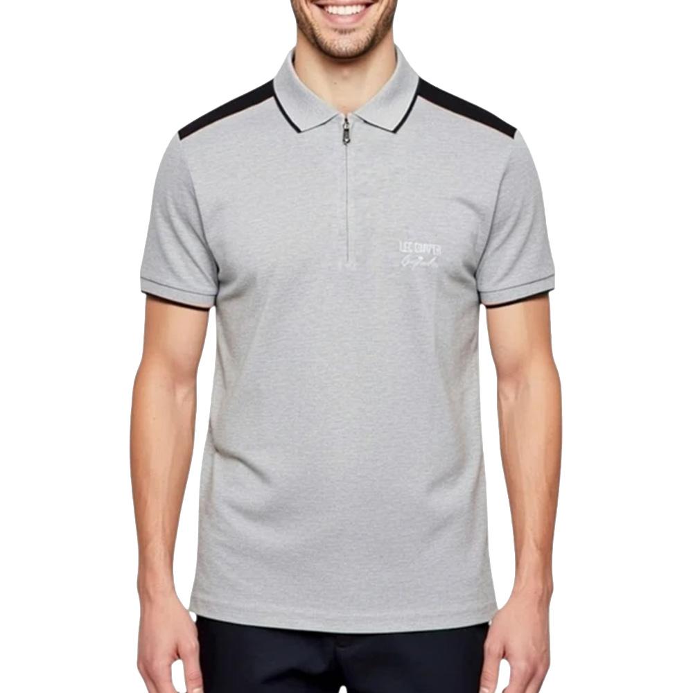 Polo Gris/Noir Homme Lee Cooper GLC2046 pas cher