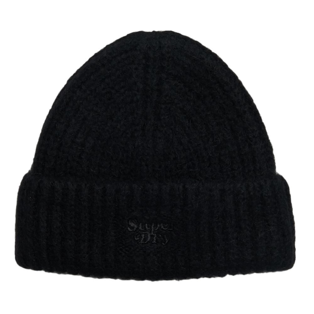 Bonnet Noir Femme Superdry Rib Knit Beanie pas cher