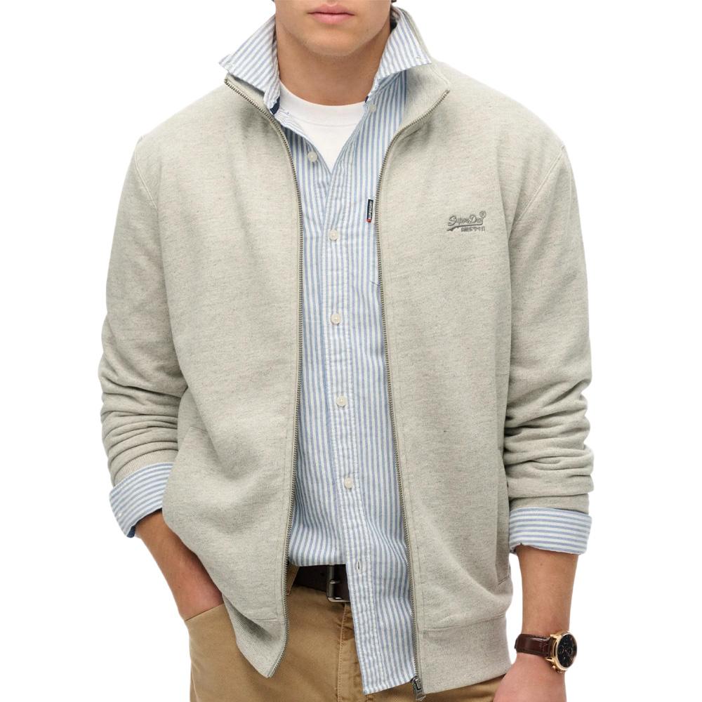 Sweat Zippé Gris Chiné Homme Superdry Essential pas cher