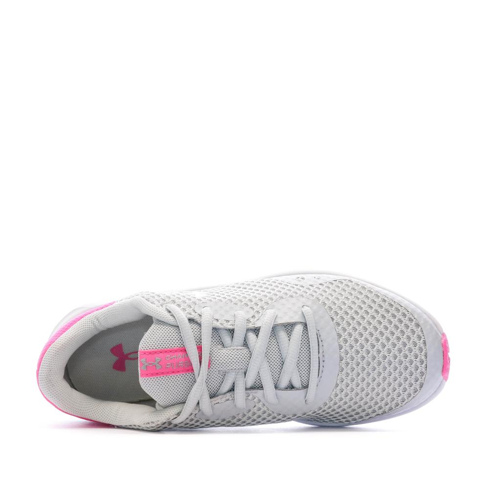 Chaussures de Sport Grise/Rose Femme Under Armour Charged Pursuit 3 vue 4