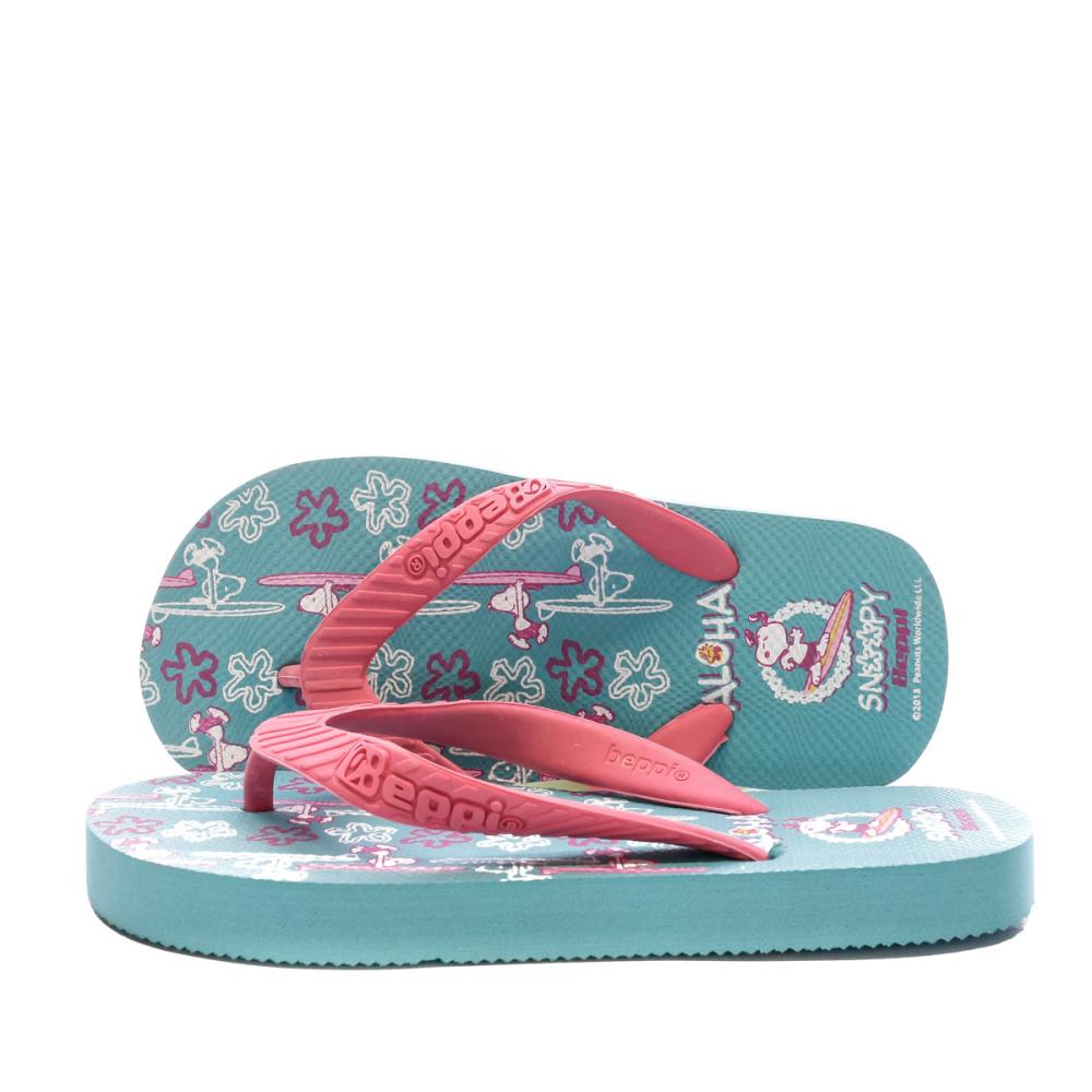 Tongs Turquoise/Rose Fille Beppi Slipper Snoopy pas cher