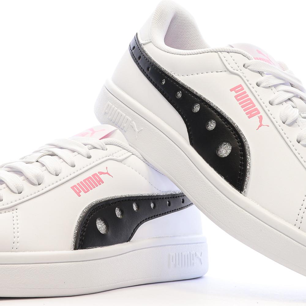 Baskets Blanc/Noir Fille Puma Smash 3.0 Dance Party vue 7