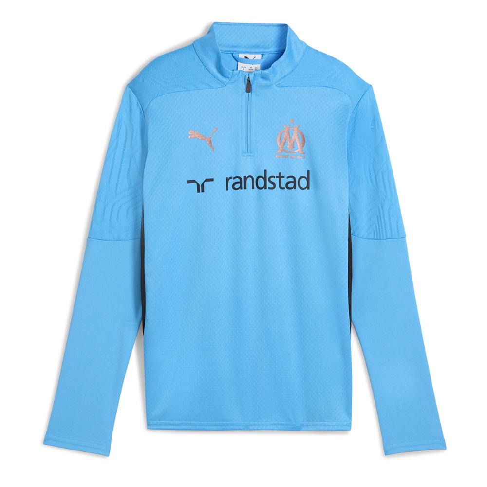 OM Sweat 1/4 Zip Training Bleu Junior Puma 2024/2025 pas cher