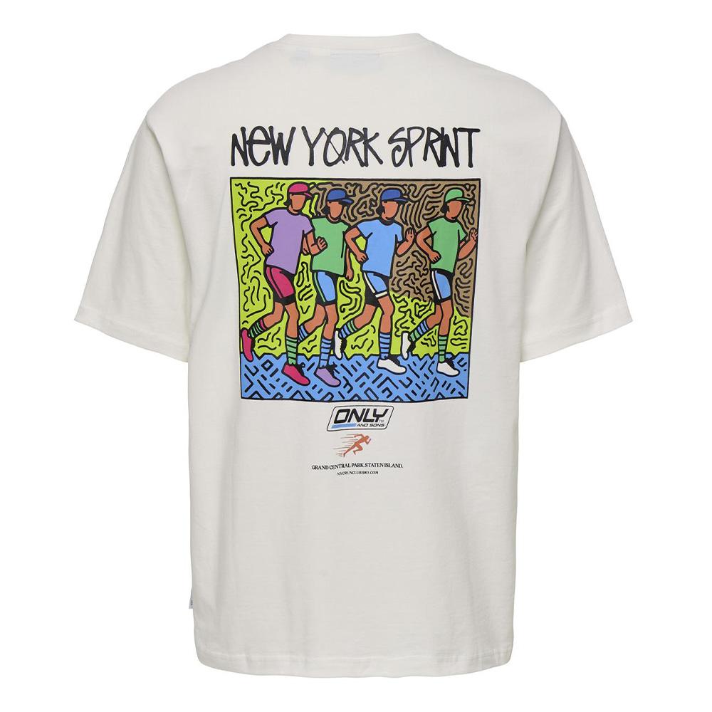 T-shirt Blanc Homme Only & Sons print Logo vue 2