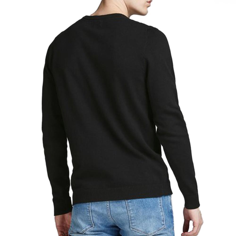 Pull Noir Homme Jack & Jones Basic Knit vue 2