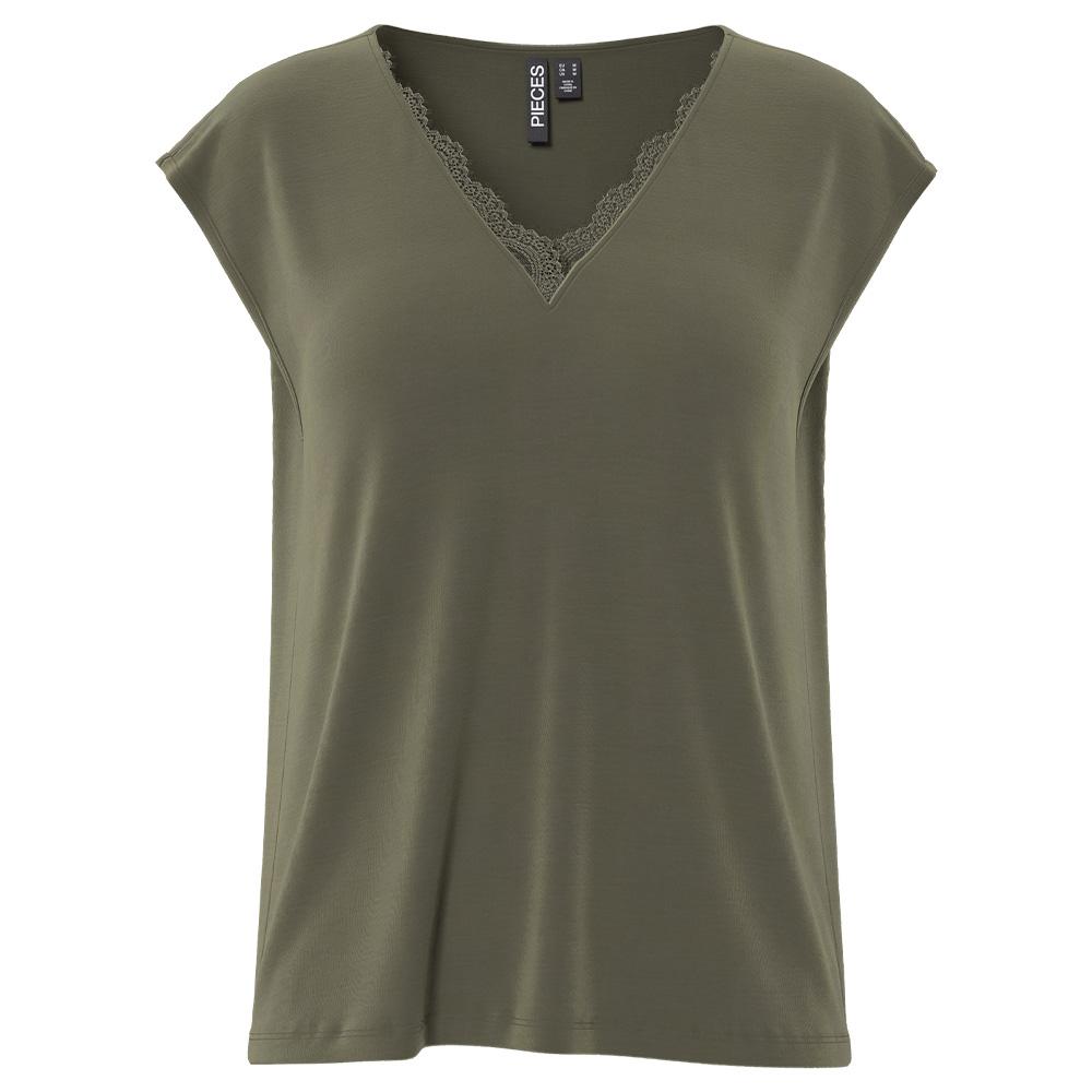 T-Shirt Kaki Femme Pieces Kamala pas cher