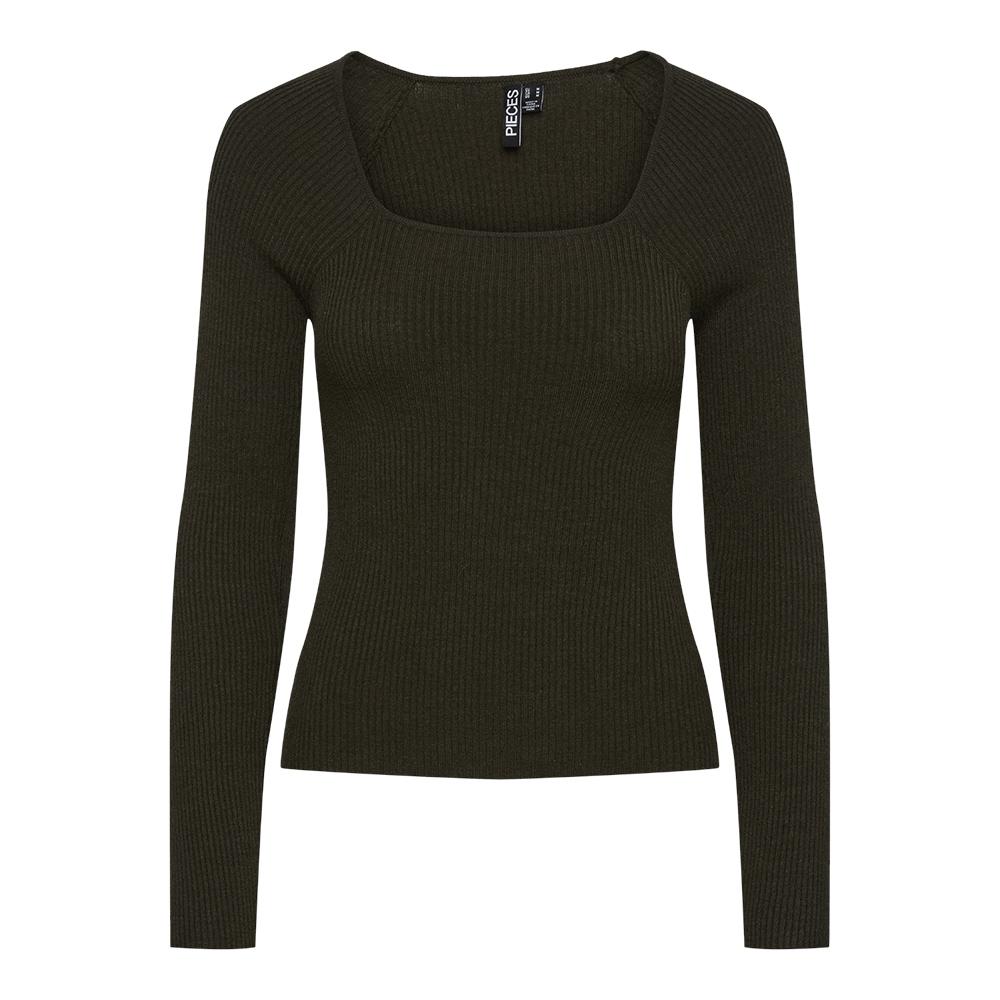 T-Shirt Manches Longues Kaki Femme Pieces Kalu pas cher