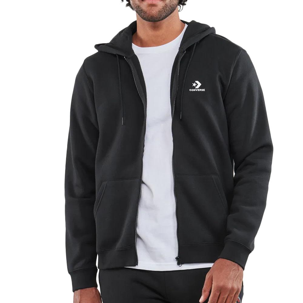 Sweat Zippé Noir Mixte Converse Brushed pas cher
