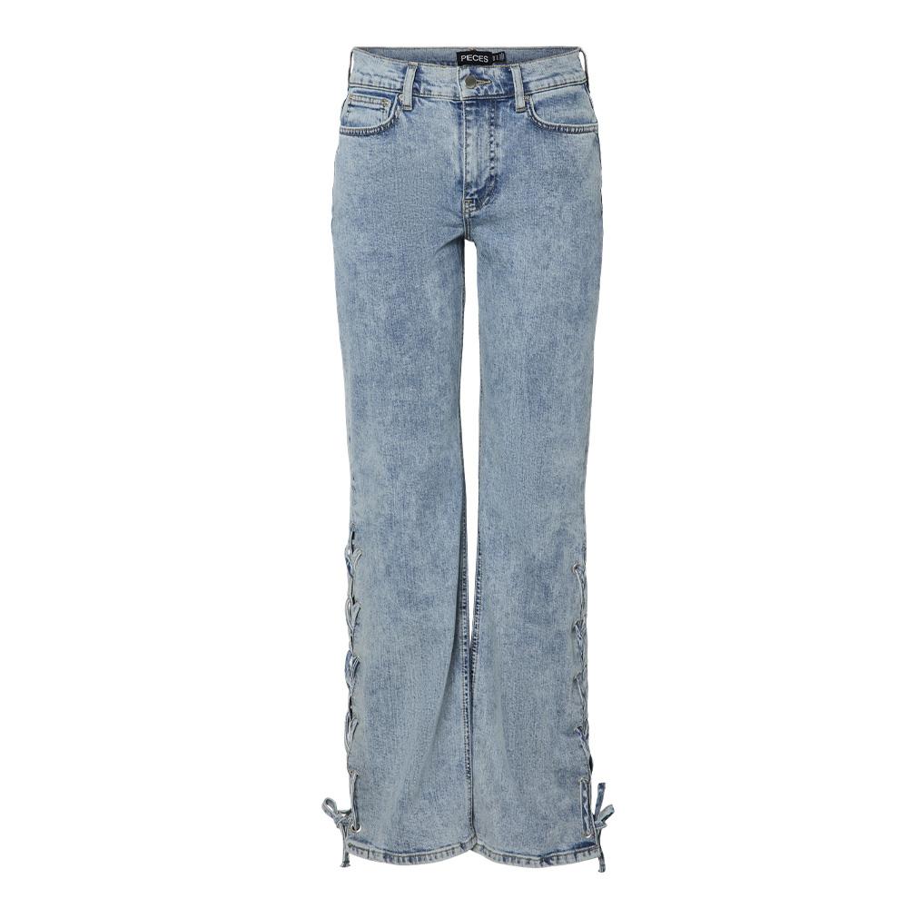 Jean Droit Bleu Femme Pieces Fenda vue 3