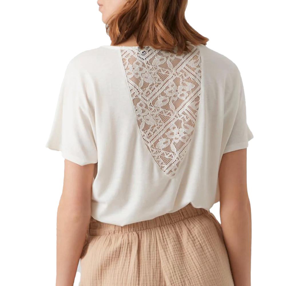 T-shirt Blanc Dentelle Femme Vero Moda Marijune vue 2
