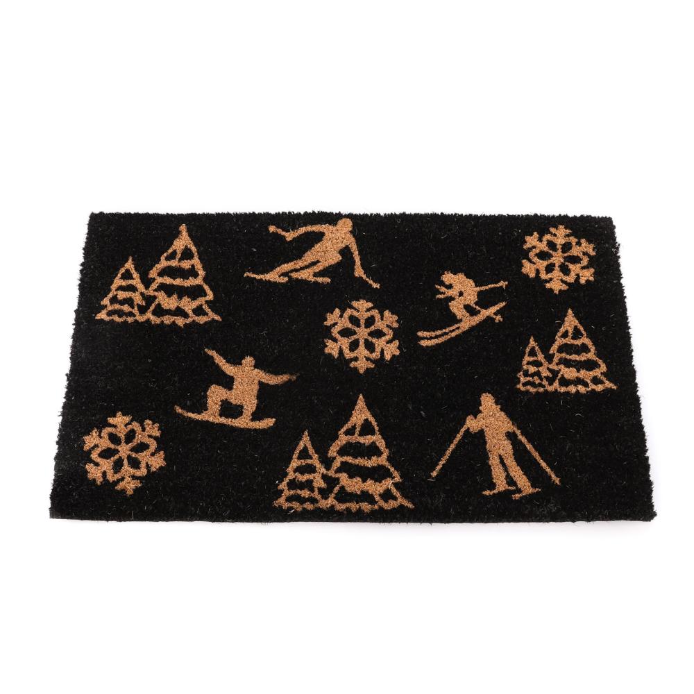Tapis Noir Imprimés Luance 45x75cm Flocon Ski pas cher