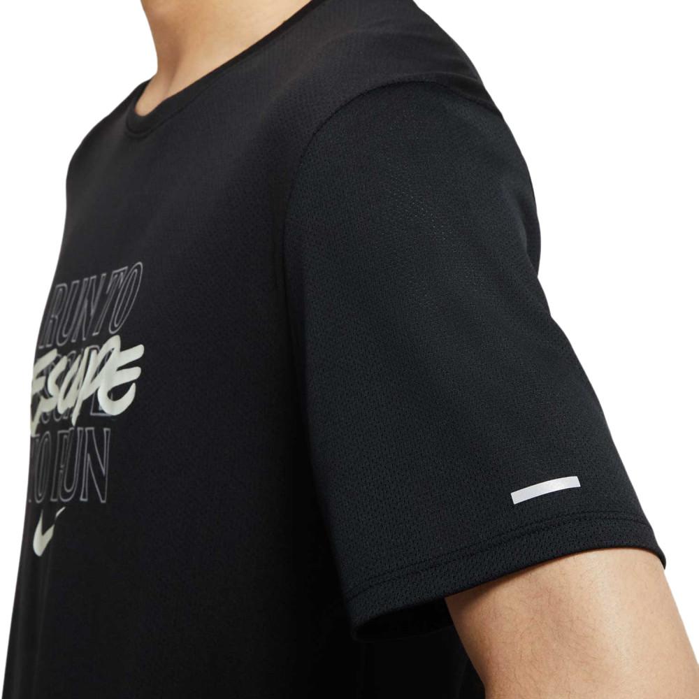 T-Shirt De Running Noir Homme Nike Dri-Fit Miler Wild vue 3