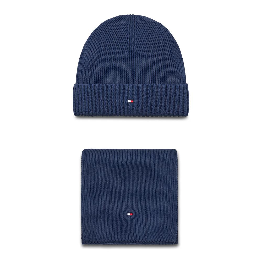 Coffret Echarpe + Bonnet Marine Enfant Tommy Hilfiger Small Flag pas cher