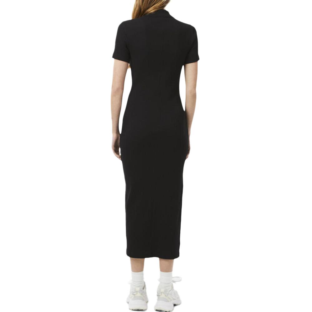 Robe Noir Femme Lacoste Longue Ribbed vue 2