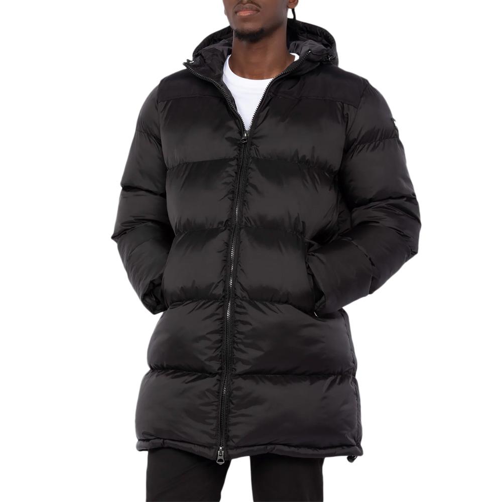 Doudoune longue noire à capuche Noir Homme Schott MICKS pas cher