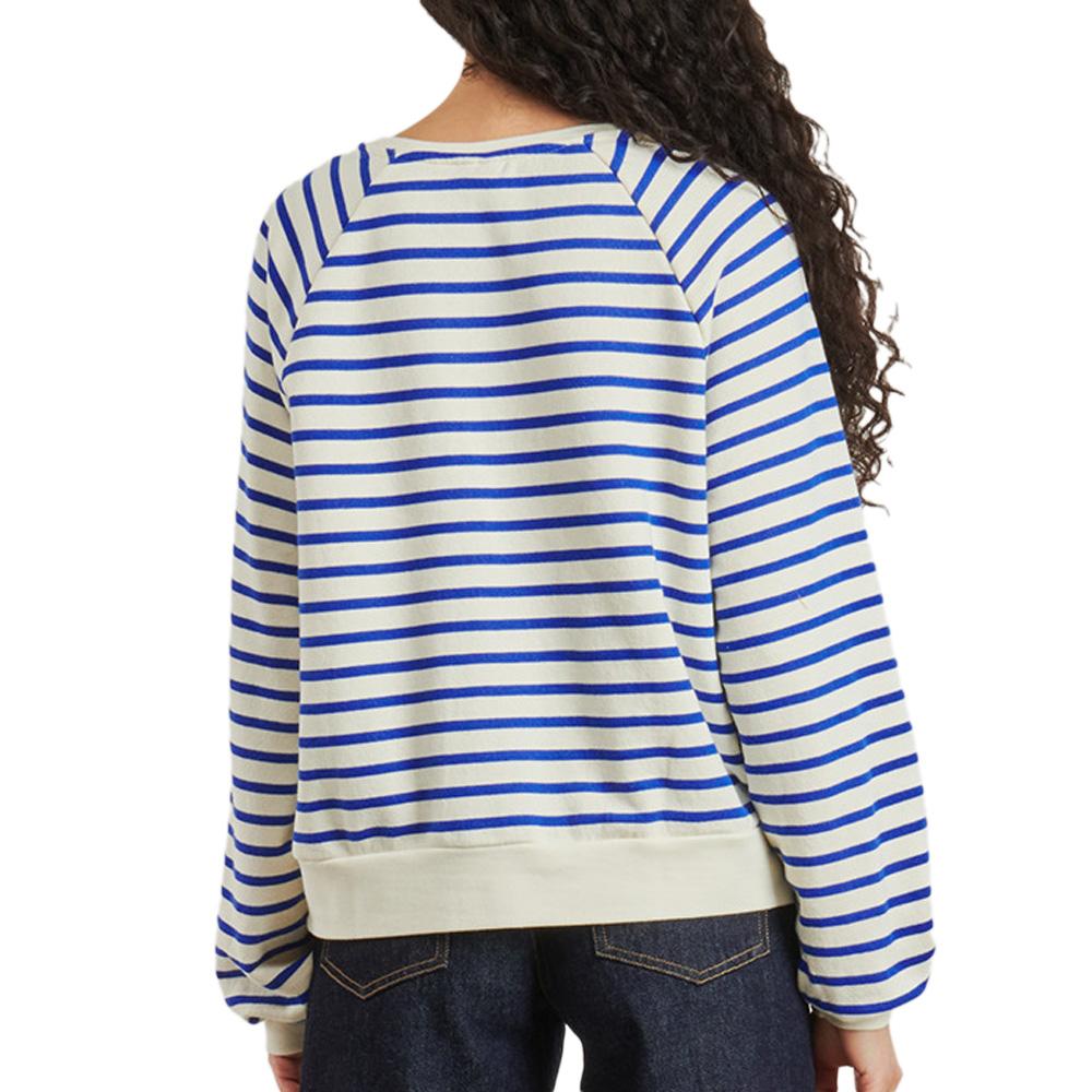 Sweat Marinière Bleu/Beige Femme Pieces Greta vue 2