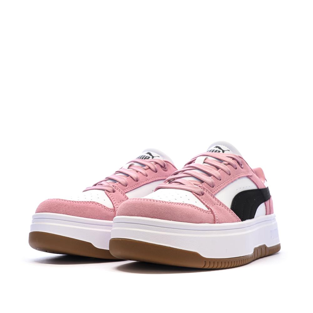 Baskets Blanches/Roses/Noires Femme Puma Rebound Low vue 6