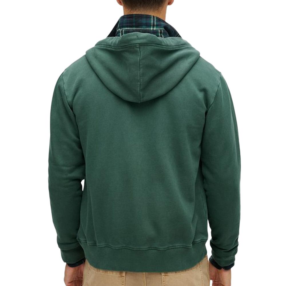 Sweat Zippé Vert Foncé Homme Superdry Essential Washed Ziphood vue 2