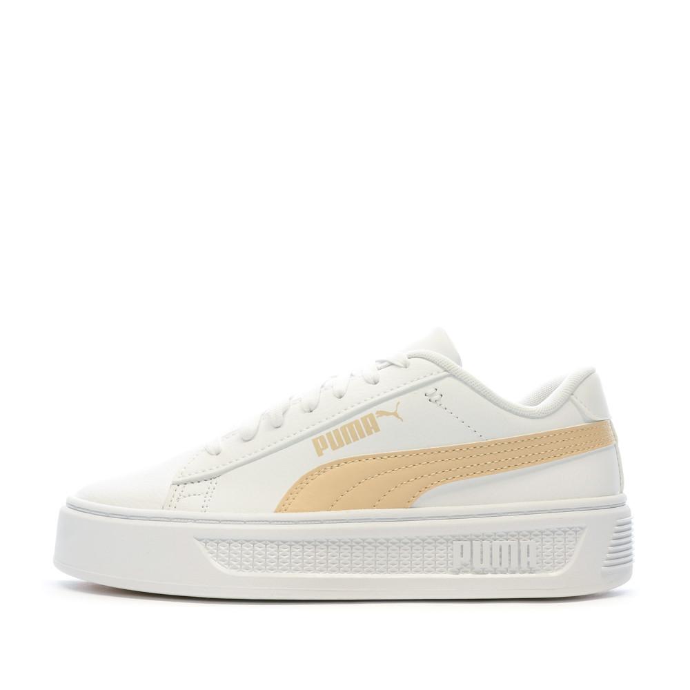 Baskets Blanches/Beige Femme Puma Smash Platform V3 pas cher