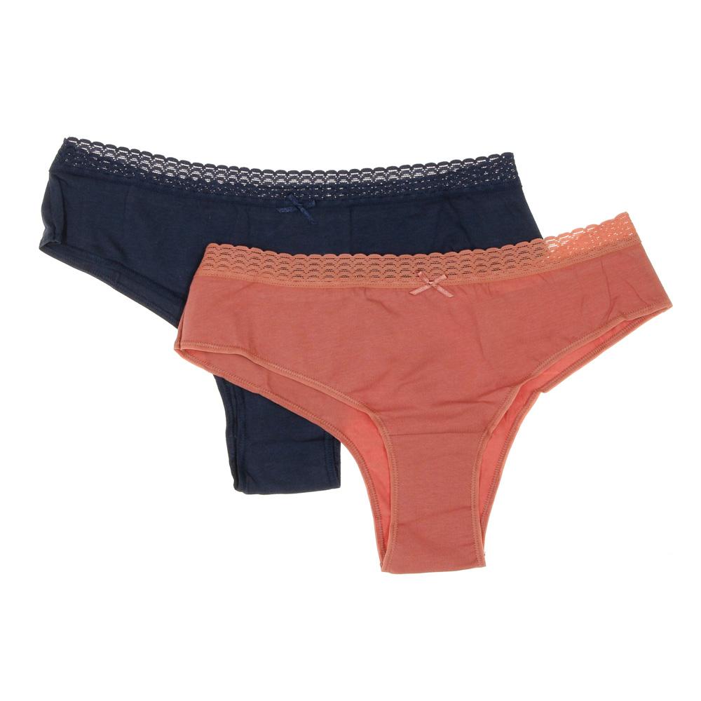 x2 Culottes Marine/Orange Femme Dim Hipsters pas cher