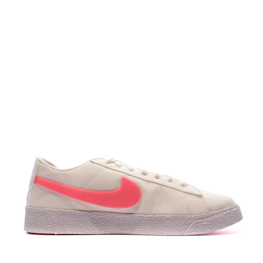 Baskets Blanche/Rose Femme Nike Blazer Low Pop vue 2