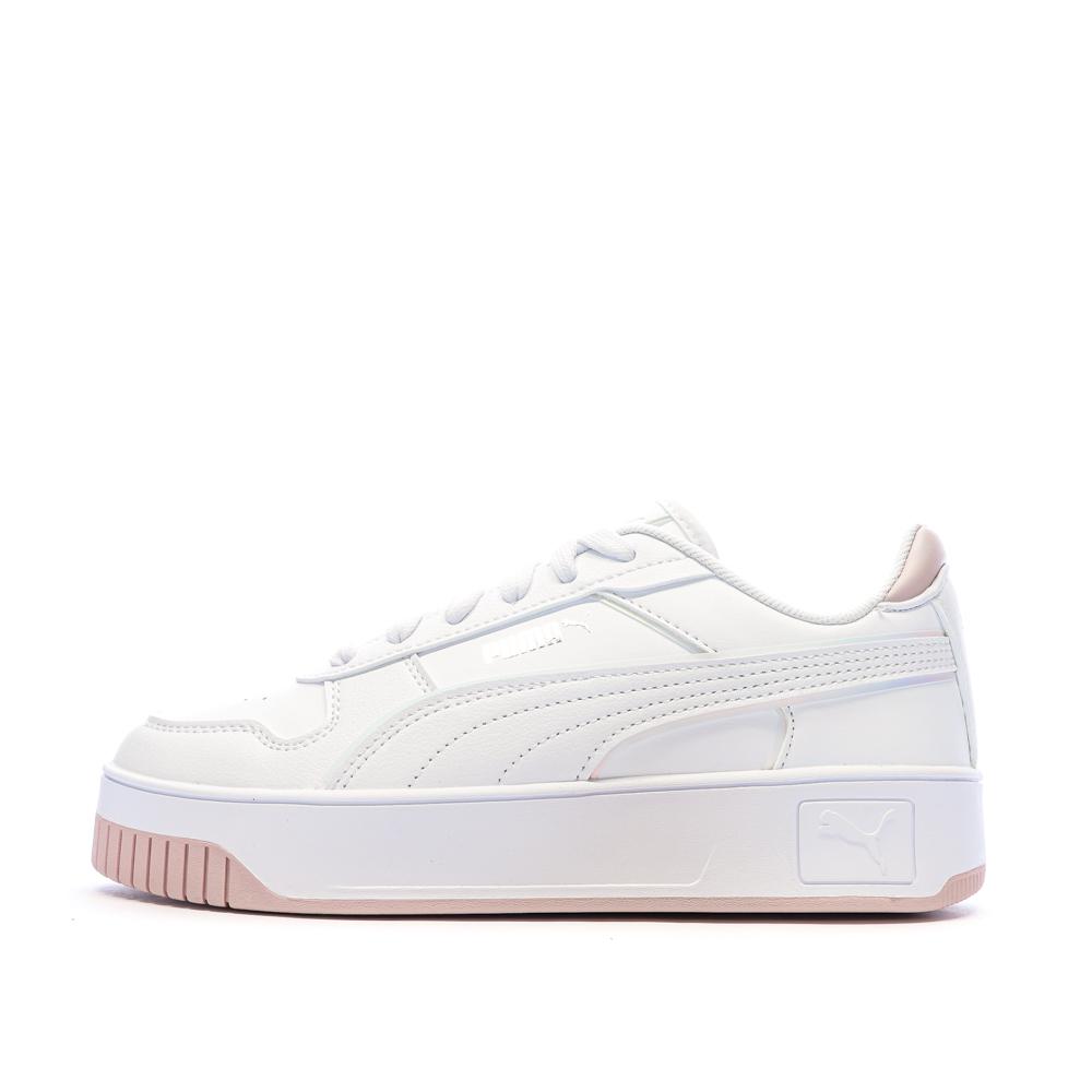 Baskets Blanches/Roses Fille Puma Carinas pas cher