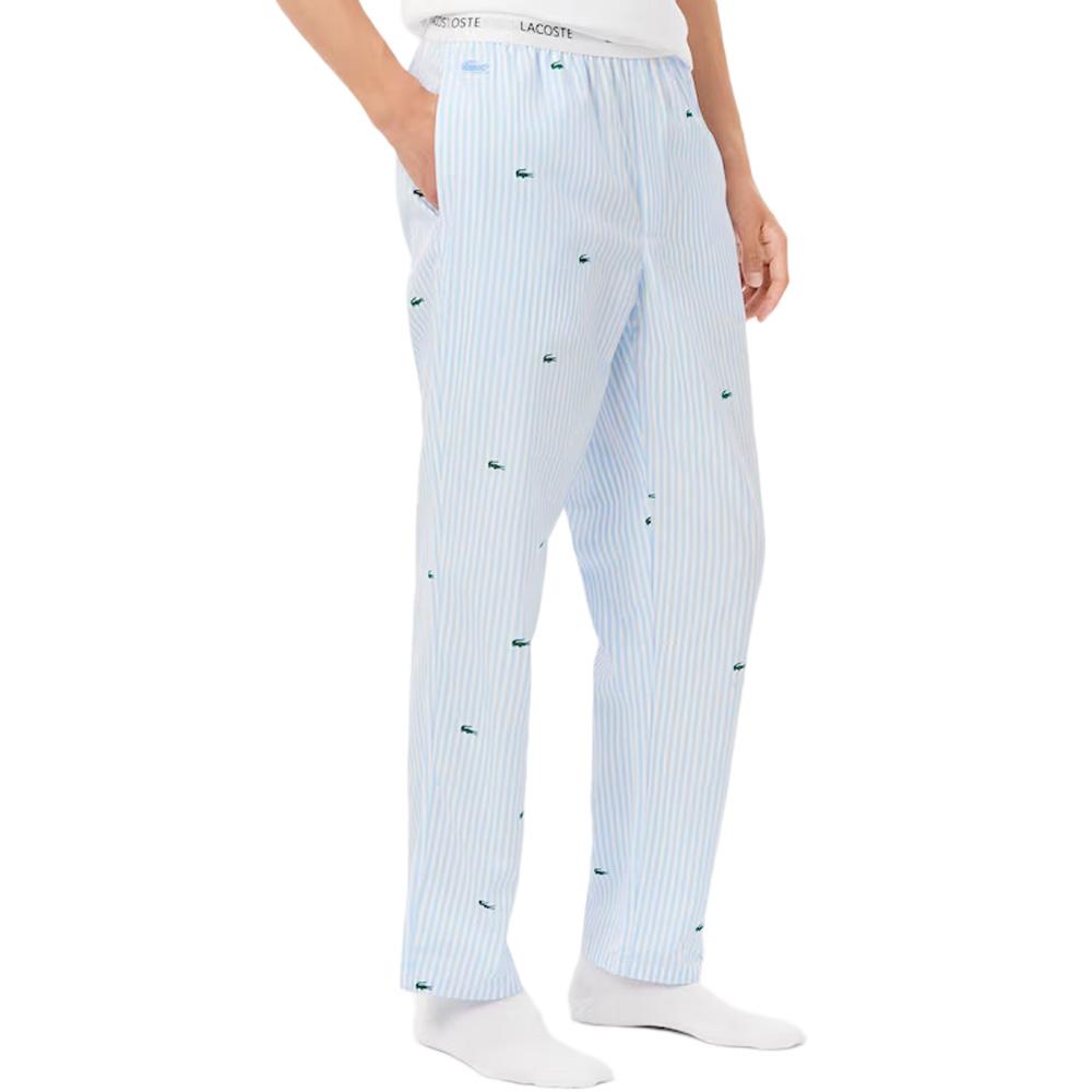 Pantalon de pyjama Bleu/Blanc Homme LACOSTE Striped pas cher