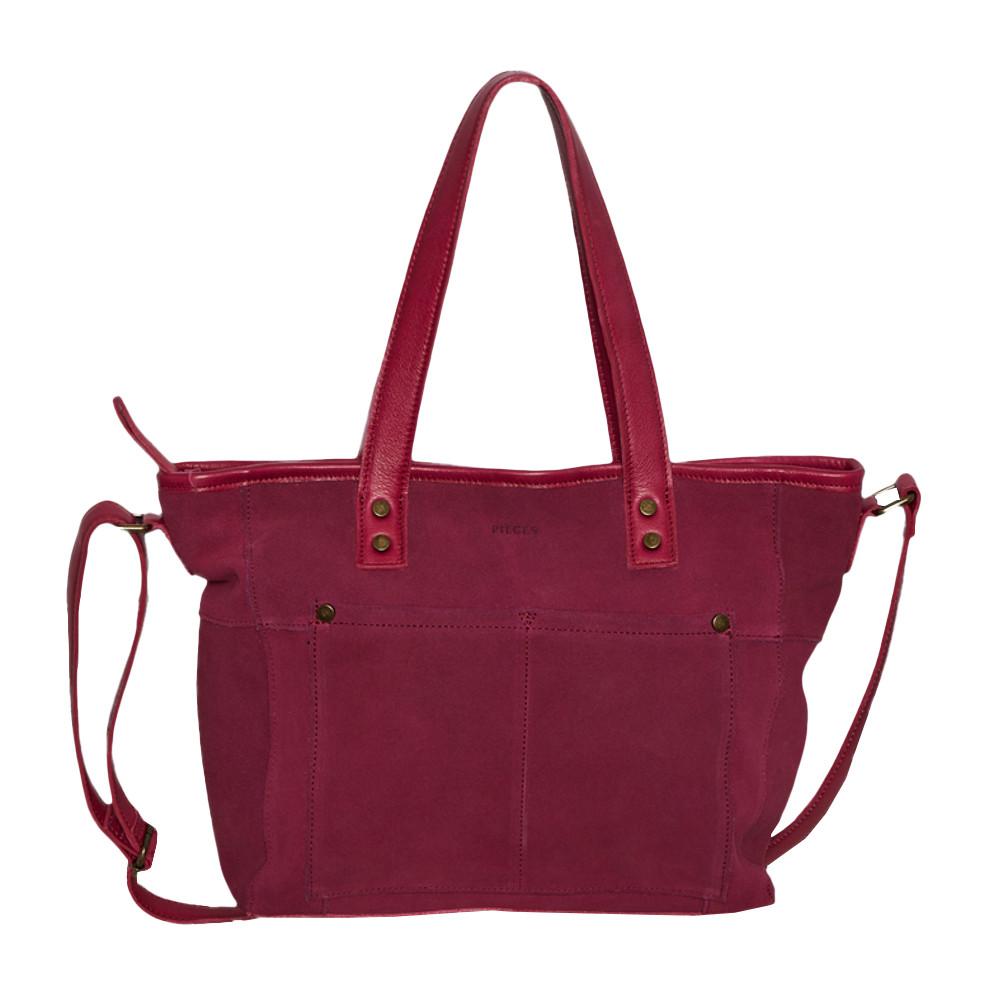 Sac bandoulière Rose Femme Pieces Suede Cross pas cher