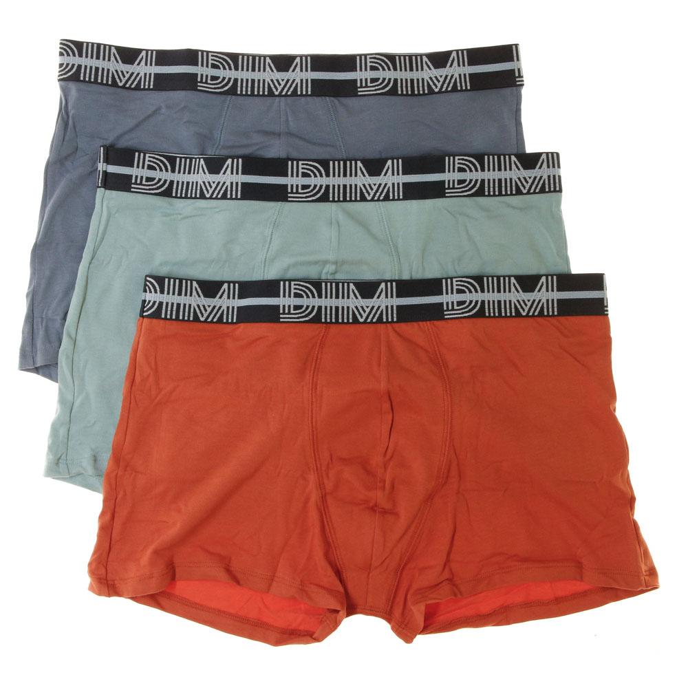 3x Boxers Bleu/Orange Homme Dim D01QU pas cher