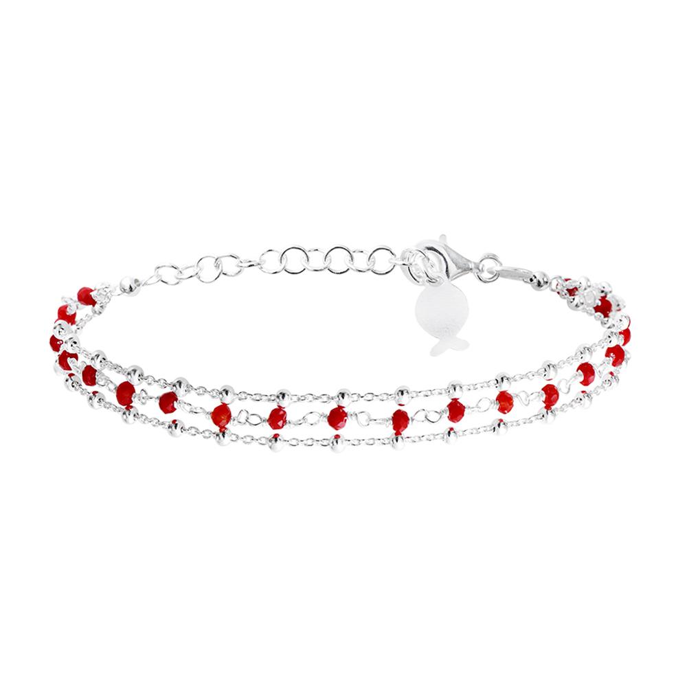 Bracelet Multi Chaînes Rouge Clio Blue Noemie pas cher