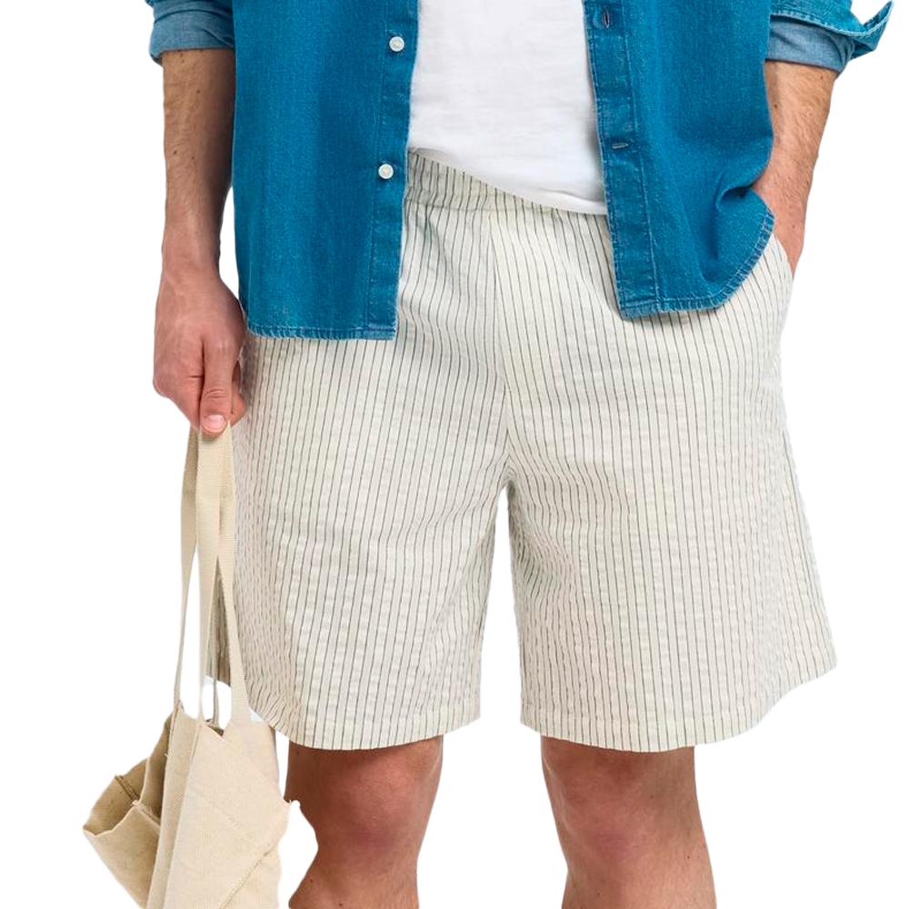 Short Blanc à Rayures Homme Selected Loose pas cher