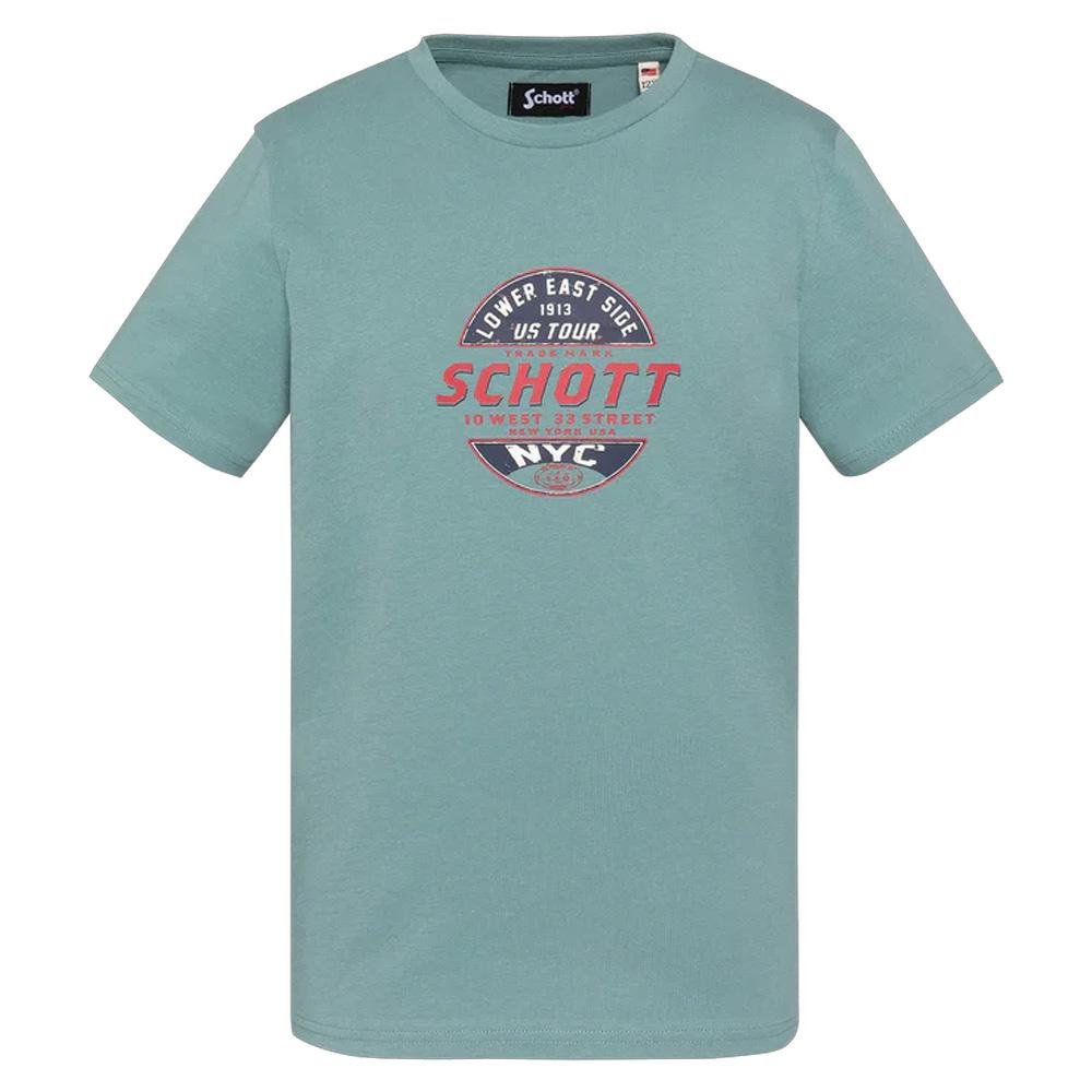 T-Shirt Vert Garçon Schott Print pas cher